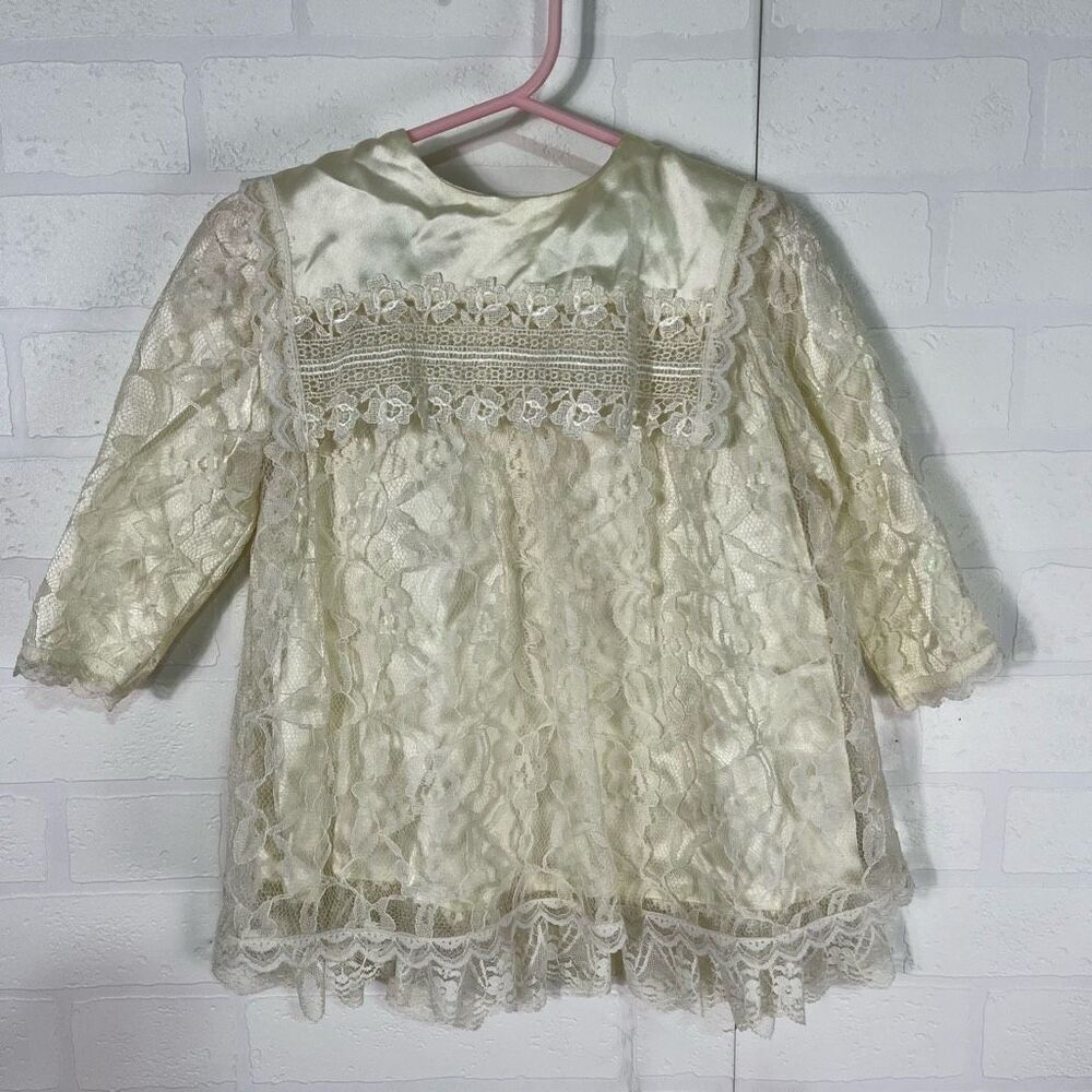 Gunne Sax Infant Dress Top Size 24 Months Ivory Lace Baby girl Dress Cottagecore